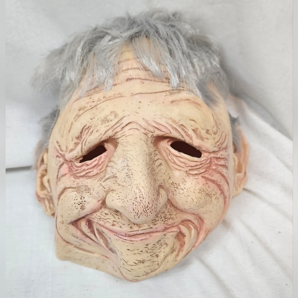Halloween Realistic Wrinkled Old Man Silver Hair Latex Mask‎ Unisex Adult I52 - Picture 9 of 9